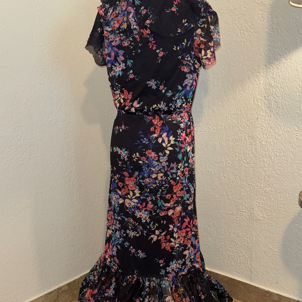 Spense Black Maxi Dress with Multicolor Floral Print - Picture 4 of 7